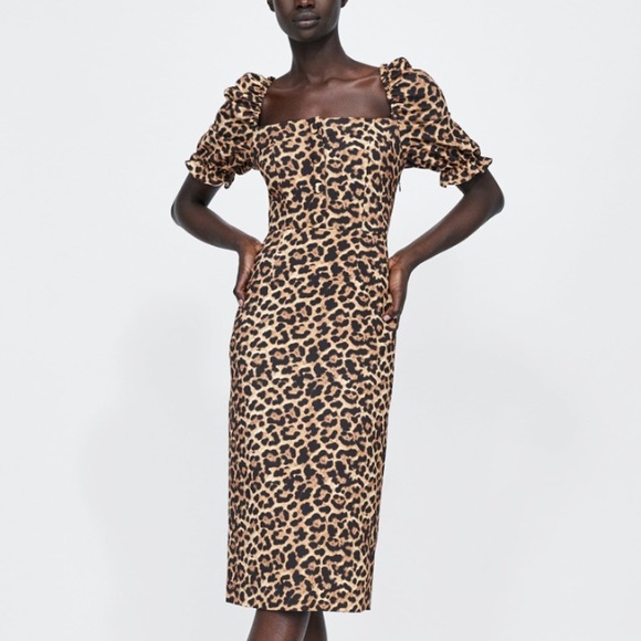 Zara animal print dress with square cut neckline - Picture 2 of 5